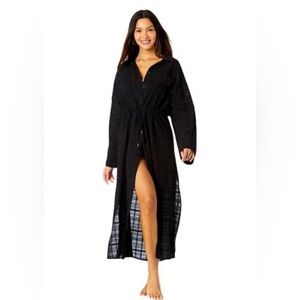 IBIZA Cabana Gauze Dress Swim Cover Up in black L